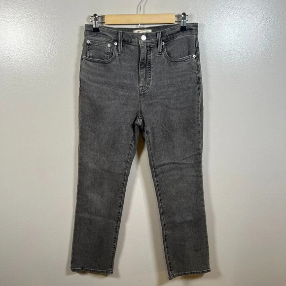 Madewell Slim Demi Boot Cut Jeans Size 26 Gray Cropped Kick Flare High Rise - Picture 1 of 10